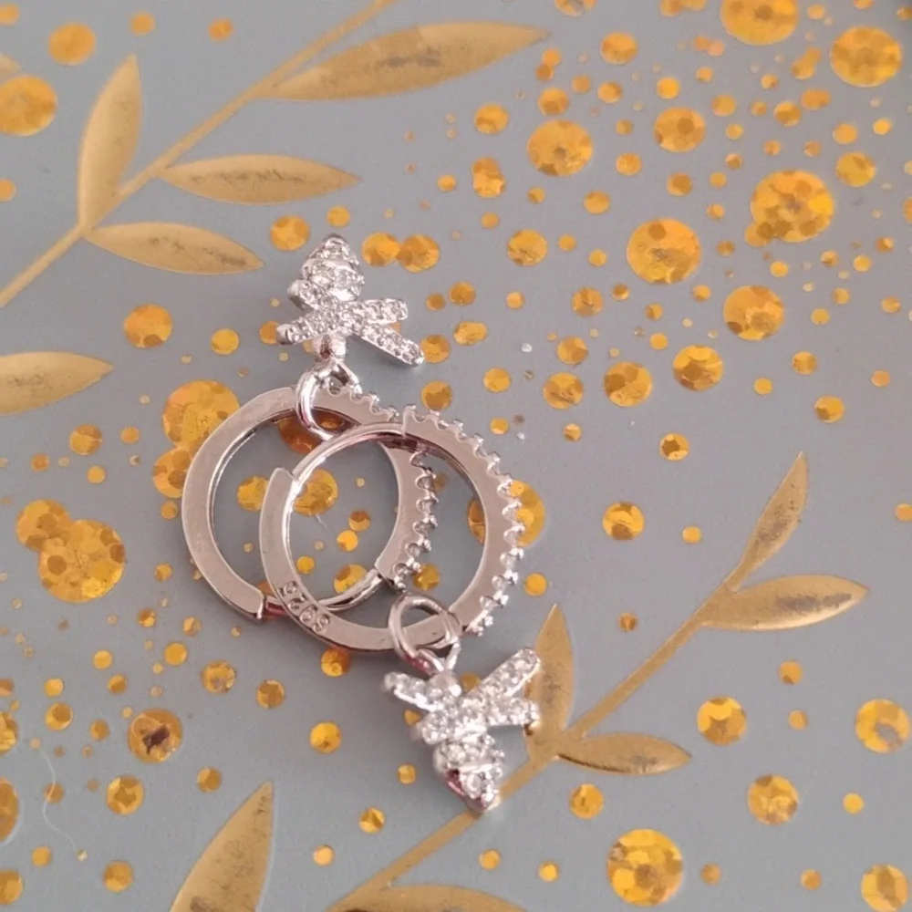Elegant Sterling Silver Butterfly Hoop Earrings - Picture 4 of 4